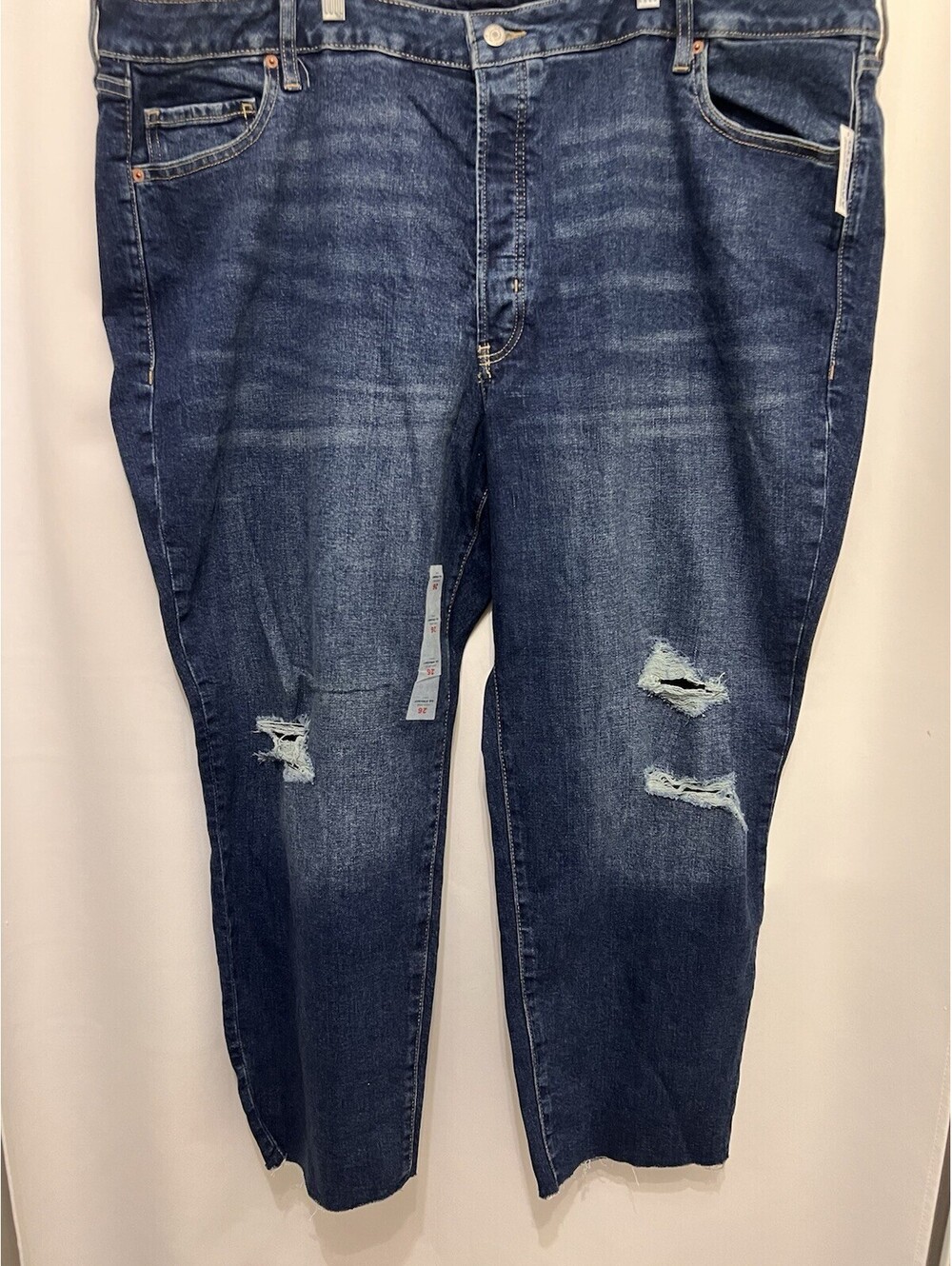 New Old Navy Women’s Plus Size 26 High-Rise O.G. Straight Ankle Jeans Distressed